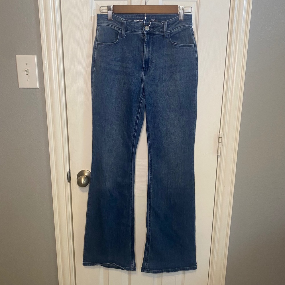 Old Navy Wow Flare Jeans Womens 2 High‎ Rise Medium Wash Blue Denim Stretch